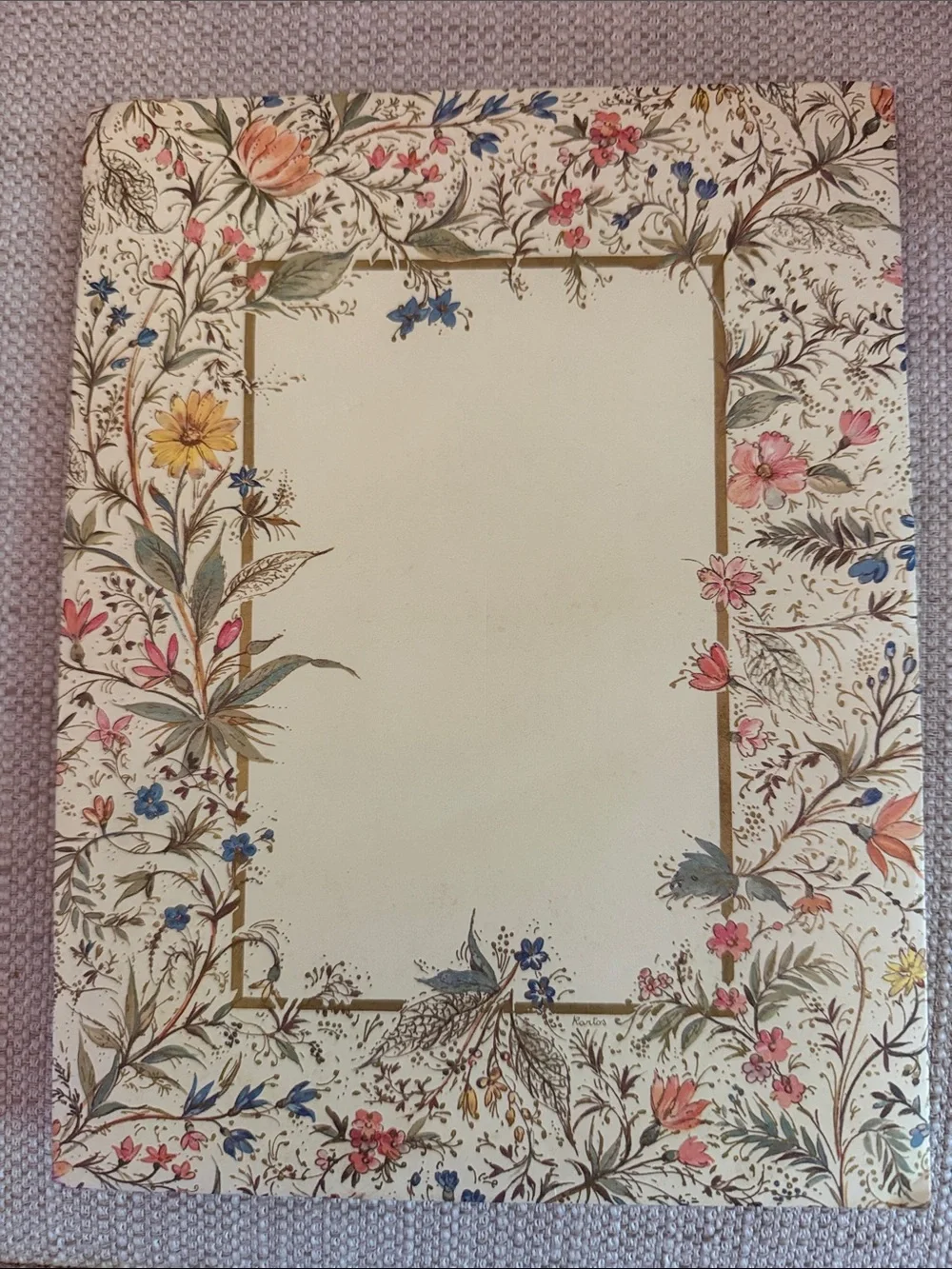 Vintage Primavera Floral Stationery Set - Cream with Multicolor Flowers